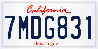 CA license plate 7MDG831