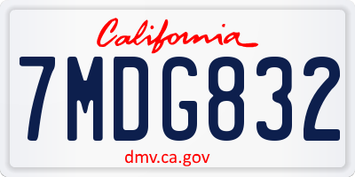 CA license plate 7MDG832