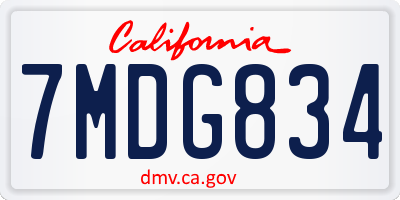 CA license plate 7MDG834