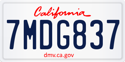 CA license plate 7MDG837