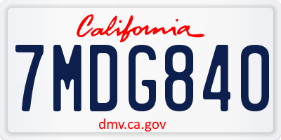 CA license plate 7MDG840