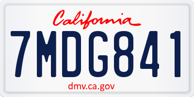 CA license plate 7MDG841