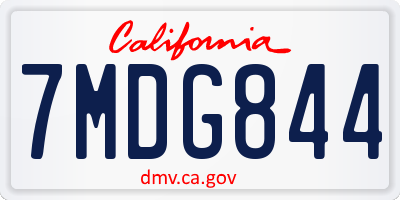 CA license plate 7MDG844