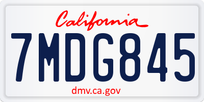 CA license plate 7MDG845