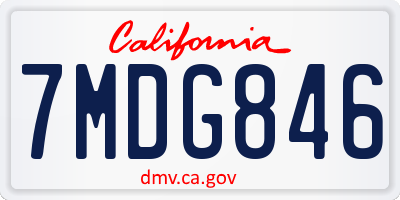 CA license plate 7MDG846