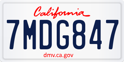 CA license plate 7MDG847