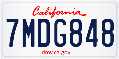 CA license plate 7MDG848