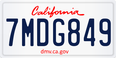 CA license plate 7MDG849