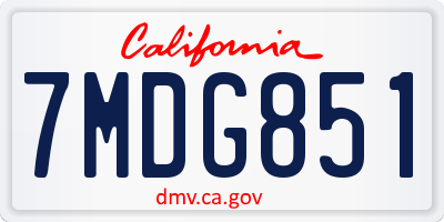 CA license plate 7MDG851