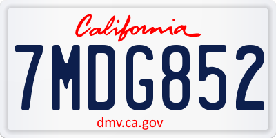 CA license plate 7MDG852