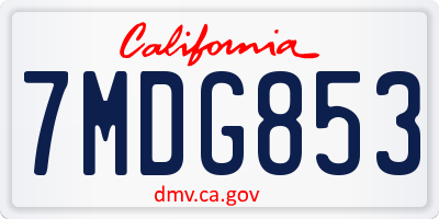 CA license plate 7MDG853