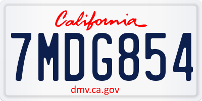 CA license plate 7MDG854