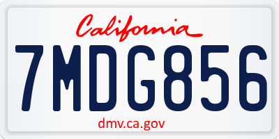 CA license plate 7MDG856