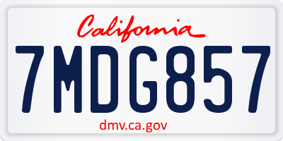 CA license plate 7MDG857