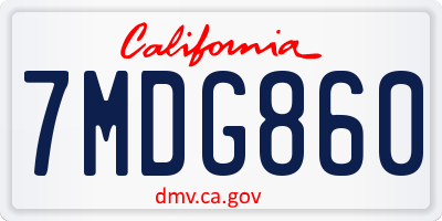 CA license plate 7MDG860