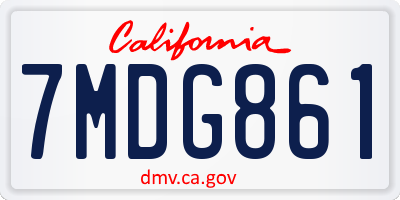 CA license plate 7MDG861