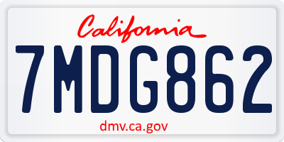 CA license plate 7MDG862