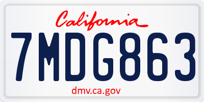 CA license plate 7MDG863