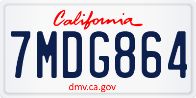 CA license plate 7MDG864
