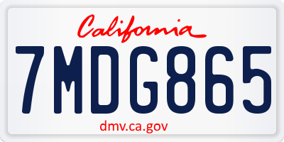 CA license plate 7MDG865