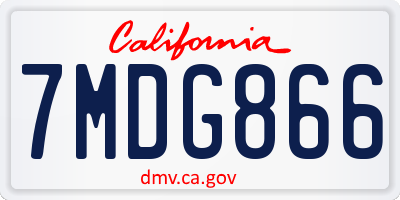 CA license plate 7MDG866