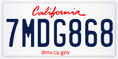 CA license plate 7MDG868