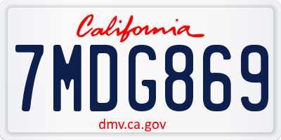 CA license plate 7MDG869