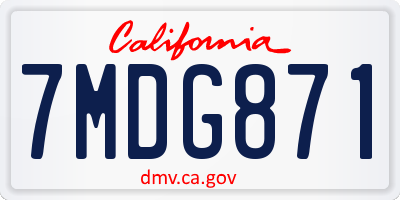 CA license plate 7MDG871