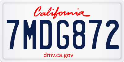 CA license plate 7MDG872