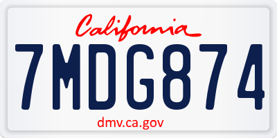 CA license plate 7MDG874