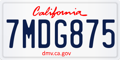 CA license plate 7MDG875