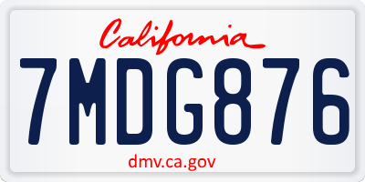 CA license plate 7MDG876