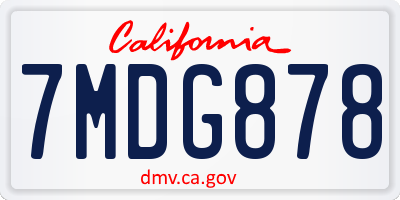 CA license plate 7MDG878