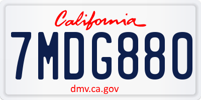 CA license plate 7MDG880