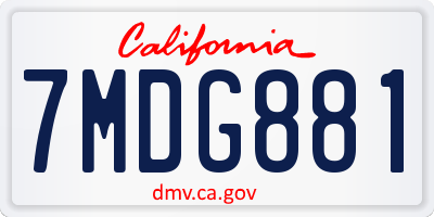 CA license plate 7MDG881