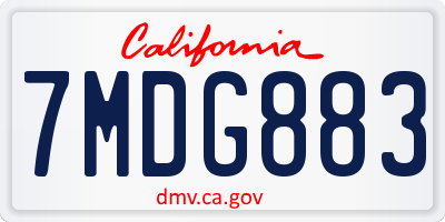 CA license plate 7MDG883