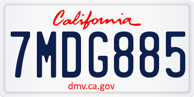 CA license plate 7MDG885