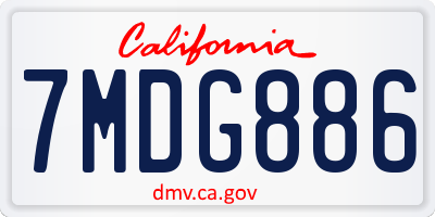 CA license plate 7MDG886