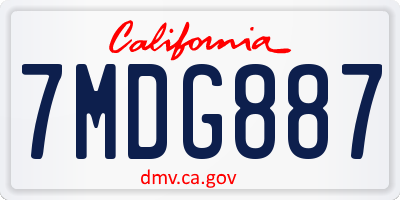 CA license plate 7MDG887