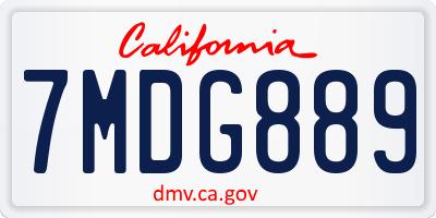 CA license plate 7MDG889