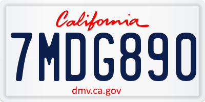 CA license plate 7MDG890