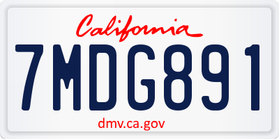 CA license plate 7MDG891