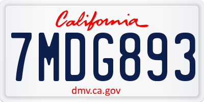 CA license plate 7MDG893