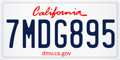 CA license plate 7MDG895