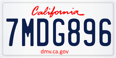 CA license plate 7MDG896