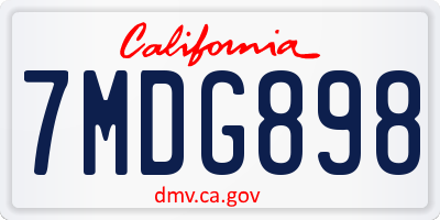 CA license plate 7MDG898