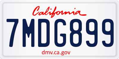 CA license plate 7MDG899