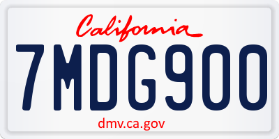 CA license plate 7MDG900