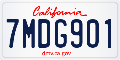 CA license plate 7MDG901