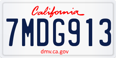CA license plate 7MDG913
